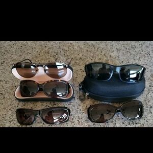 SUNGLASSES (Izod, Foster Grant, Sun Shield) Bundle of 5 Pairs Including 2 Cases